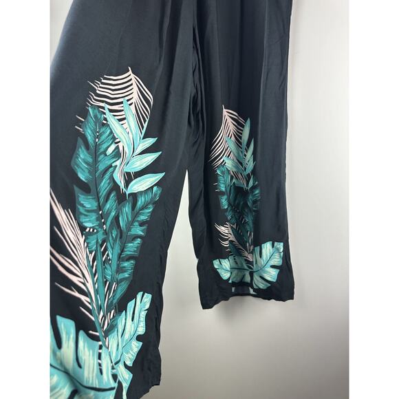 NWT Swim by Cacique Wide Leg Lounge Pants Black Tropical Print Plus Size 26/28 - Picture 9 of 13